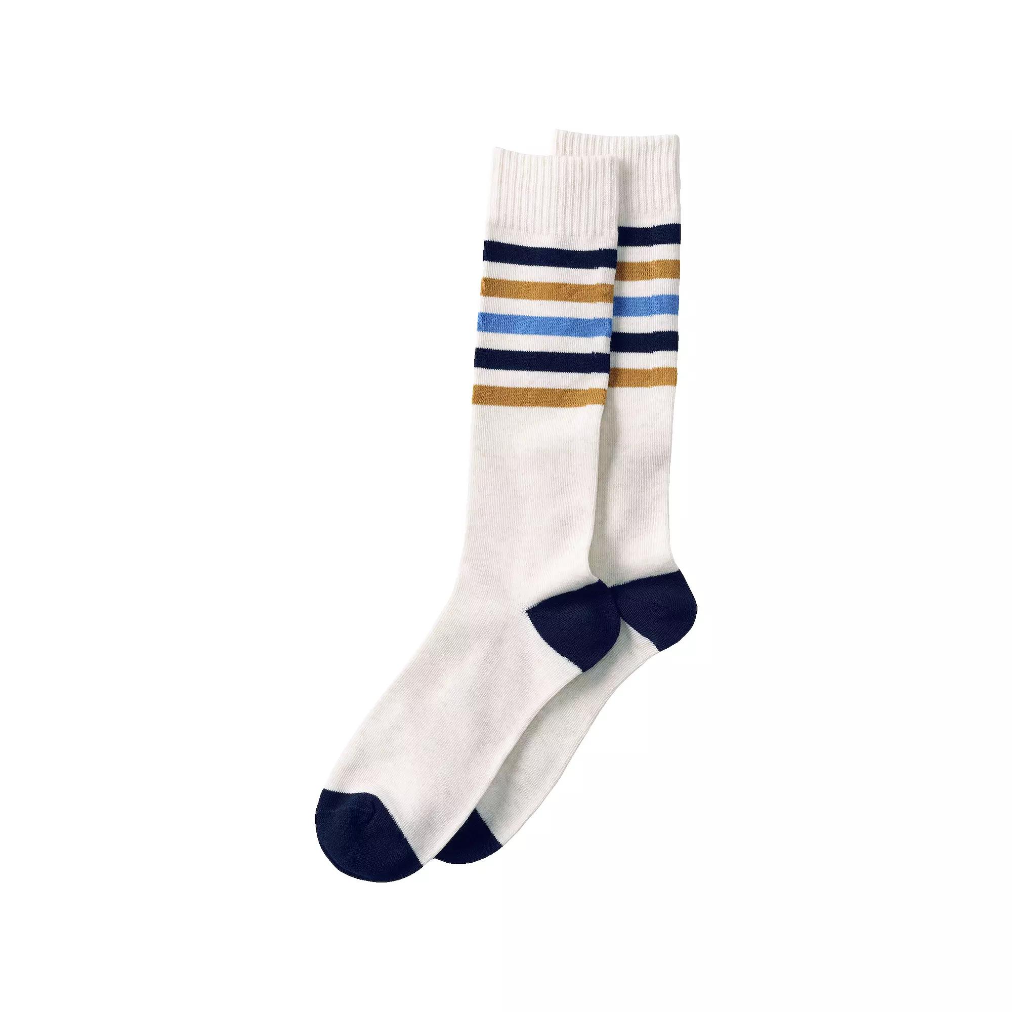 Men's Lands' End Novelty Crew Socks, Orange Rugby Stripe Product Image