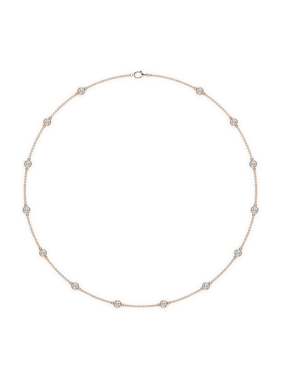 Womens 14K Rose Gold & Lab-Grown 14-Diamond Station Necklace/0.70-2.10 TCW Product Image