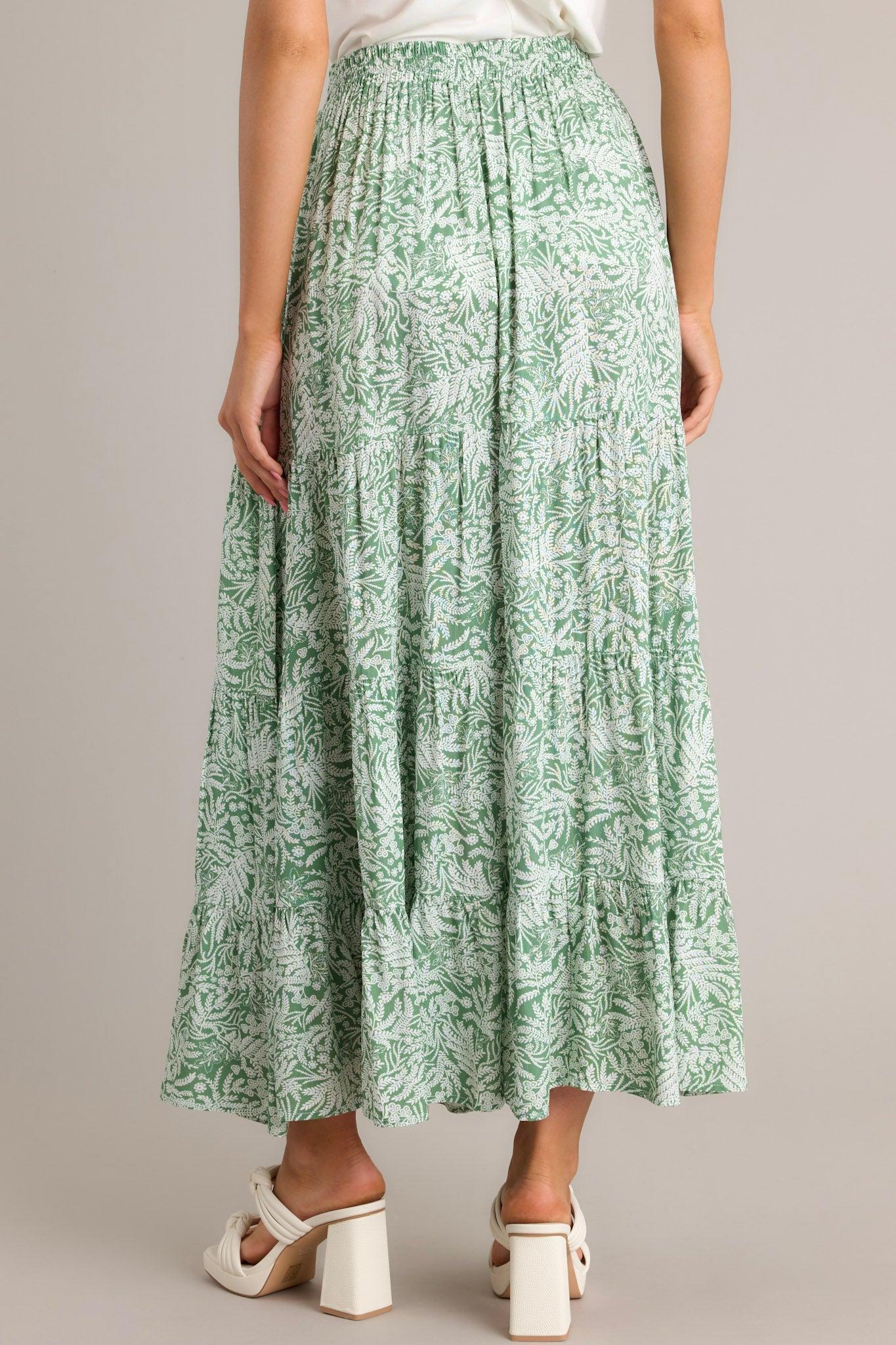 Blissful Moments Light Green Floral Maxi Skirt Product Image