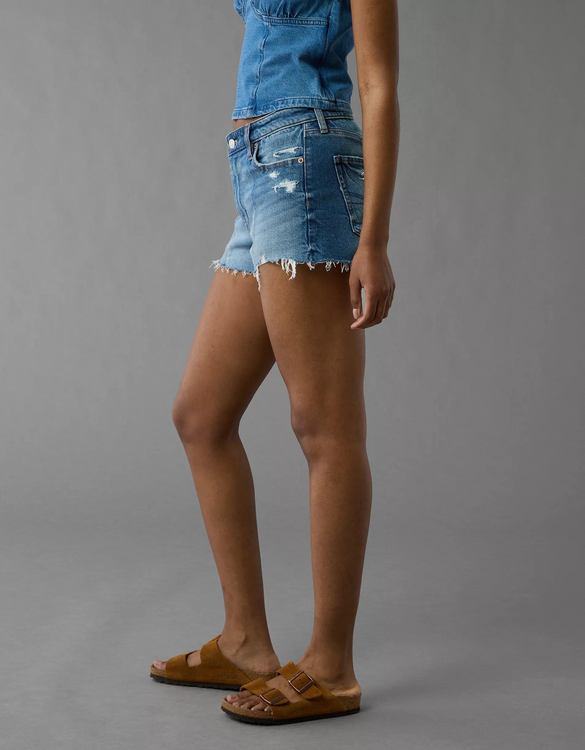 AE Stretch Colorblock Ripped Denim Perfect Shortie Product Image