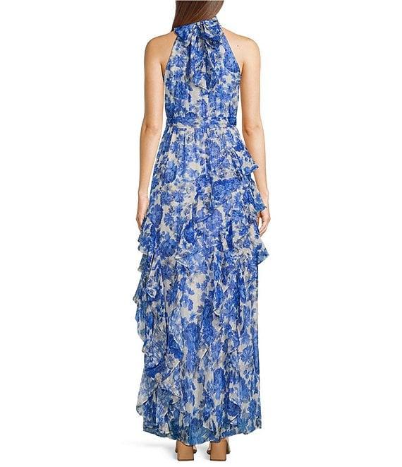Alex Marie Petite Size Nina Floral Halter Neck Sleeveless A-Line Maxi Dress Product Image