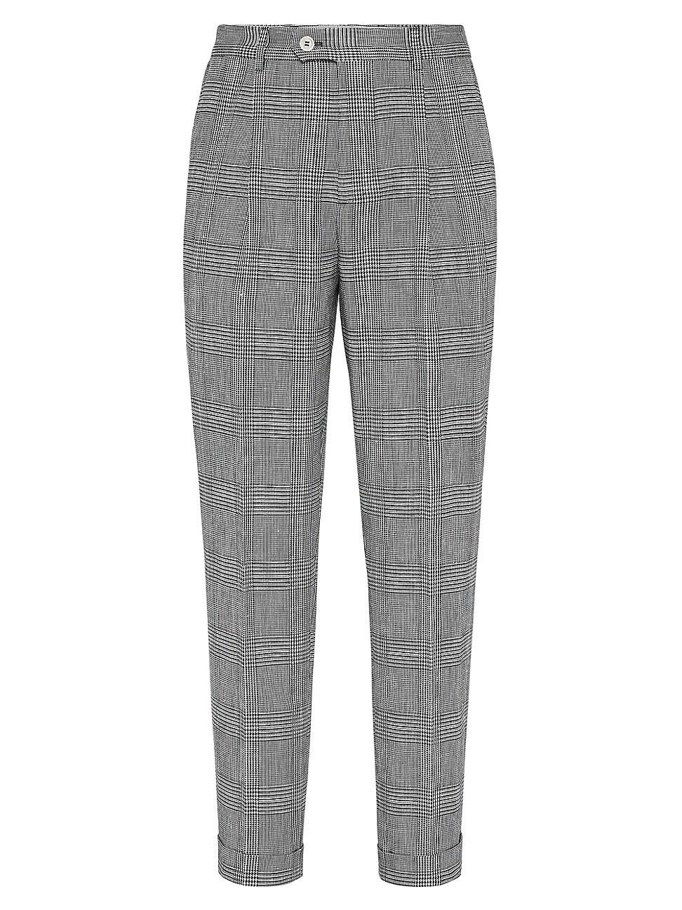 Mens Prince of Wales Leisure Fit Trousers with Pleat Product Image