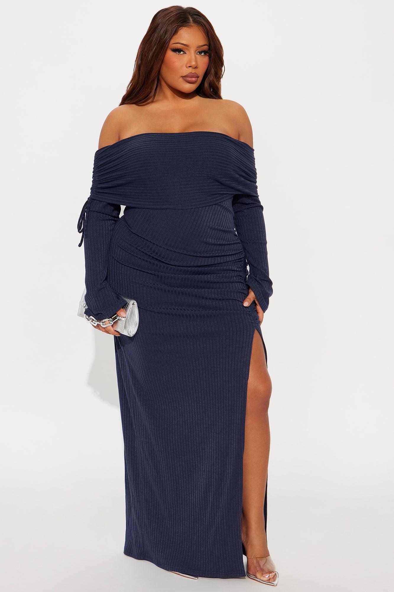 Nora Off Shoulder Maxi Dress - Navy Female Product Image
