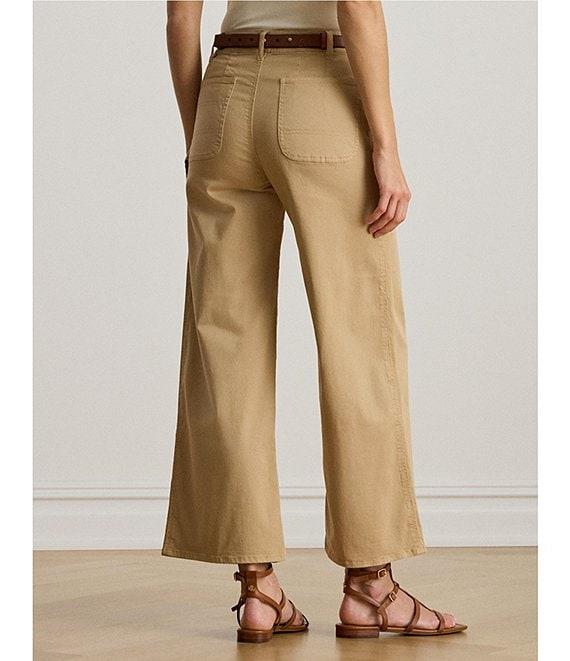 Lauren Ralph Lauren Stretch Cotton Chino Wide-Leg Cropped Pants Product Image