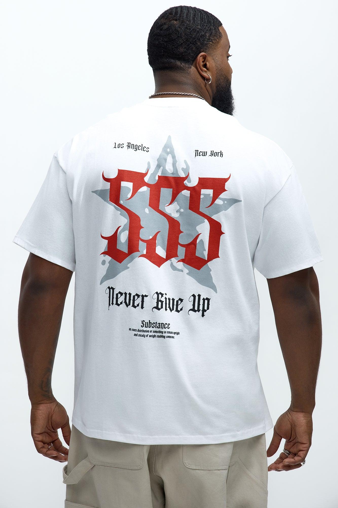 Never Give Up 555 Short Sleeve Tee - White Product Image