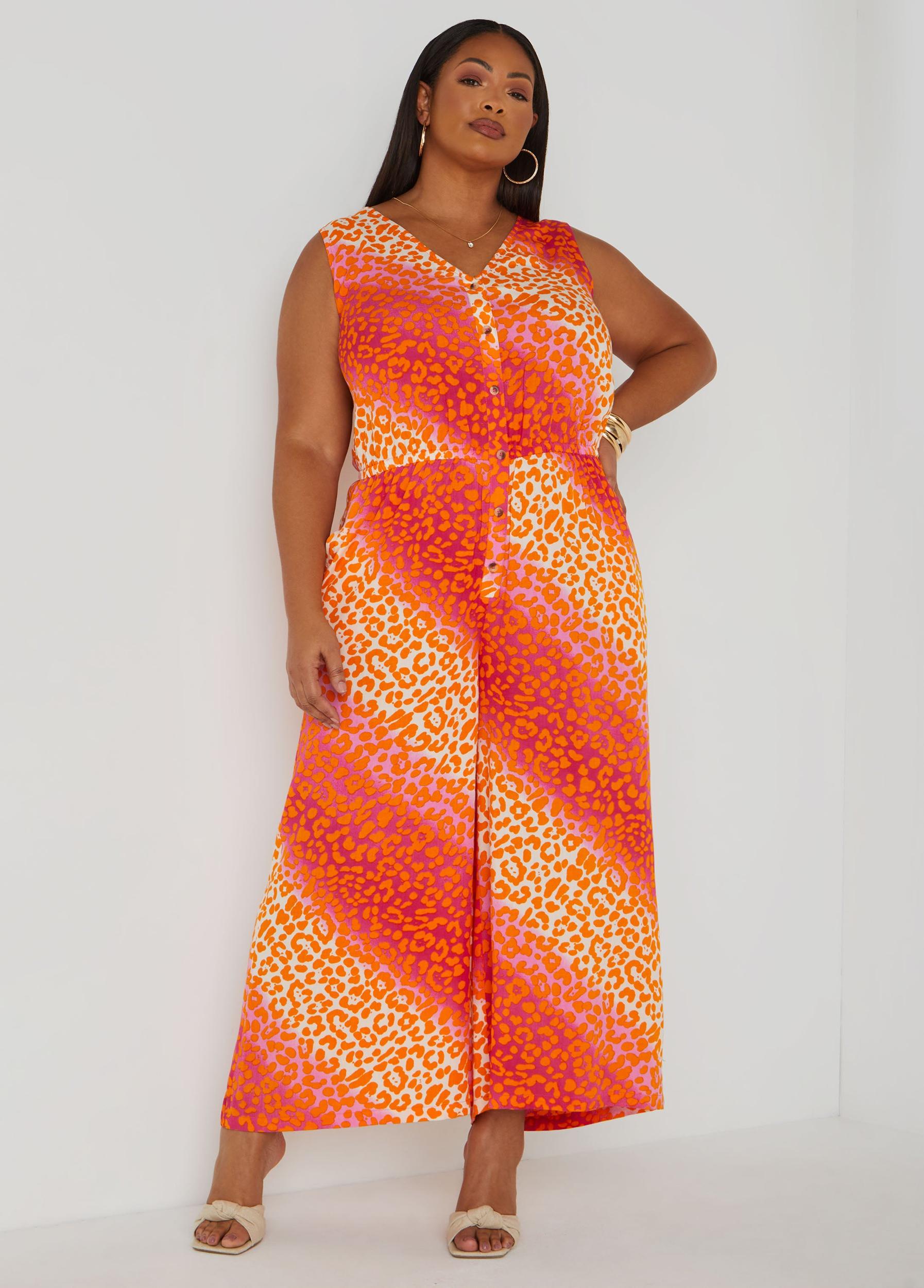 Leopard Print Wide Leg Jumpsuit Product Image