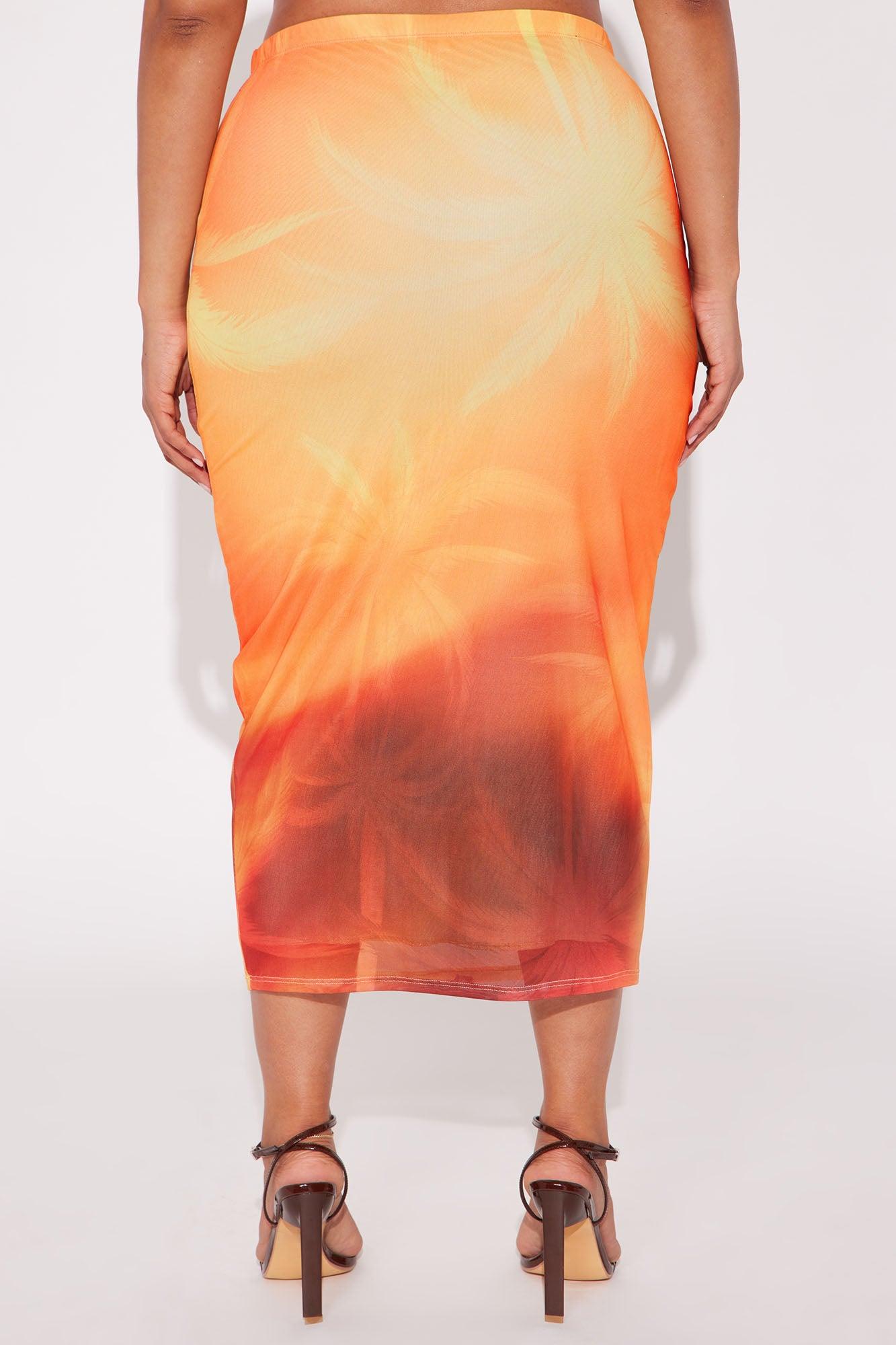 Tropic Vibe Mesh Midi Skirt - Pink/combo Product Image