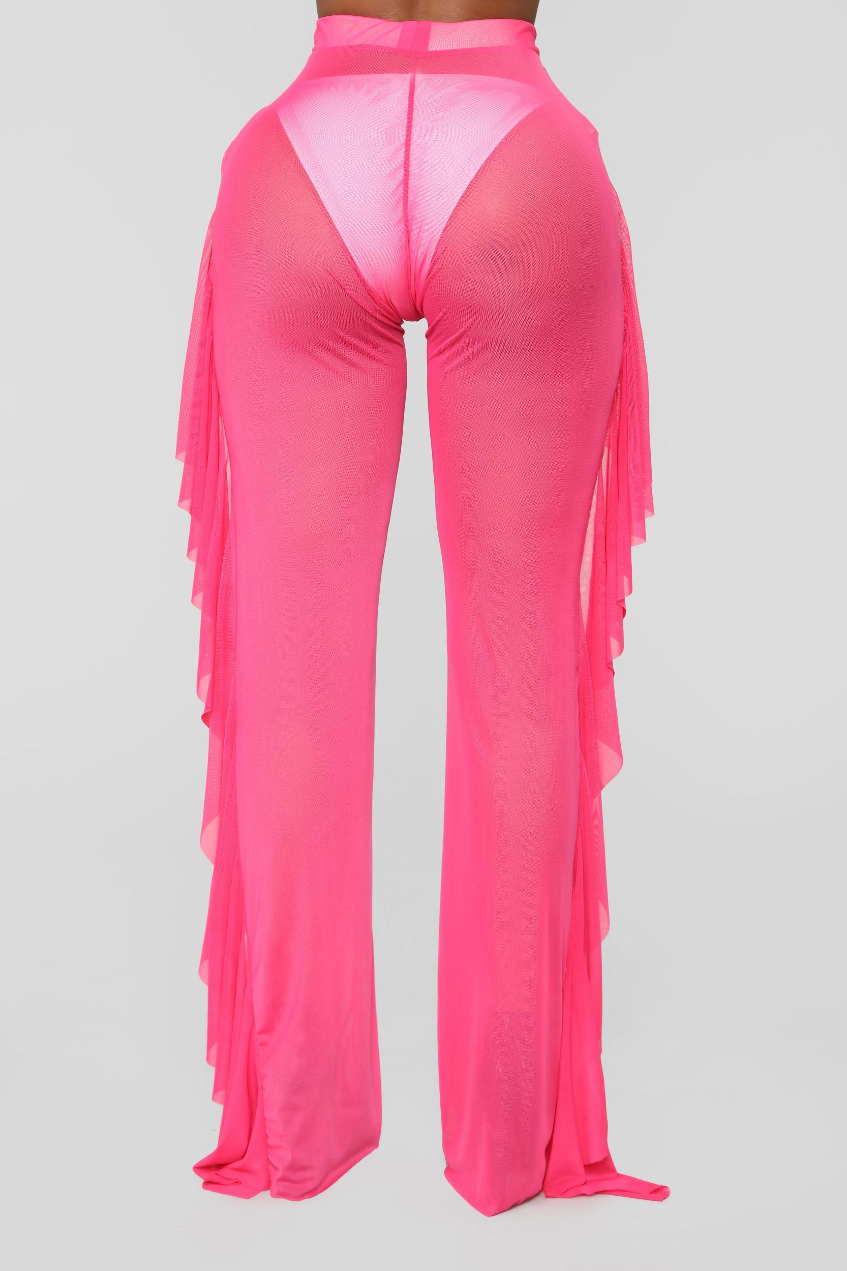 Sunshine See Through Cover Up Pant - Fuchsia Product Image