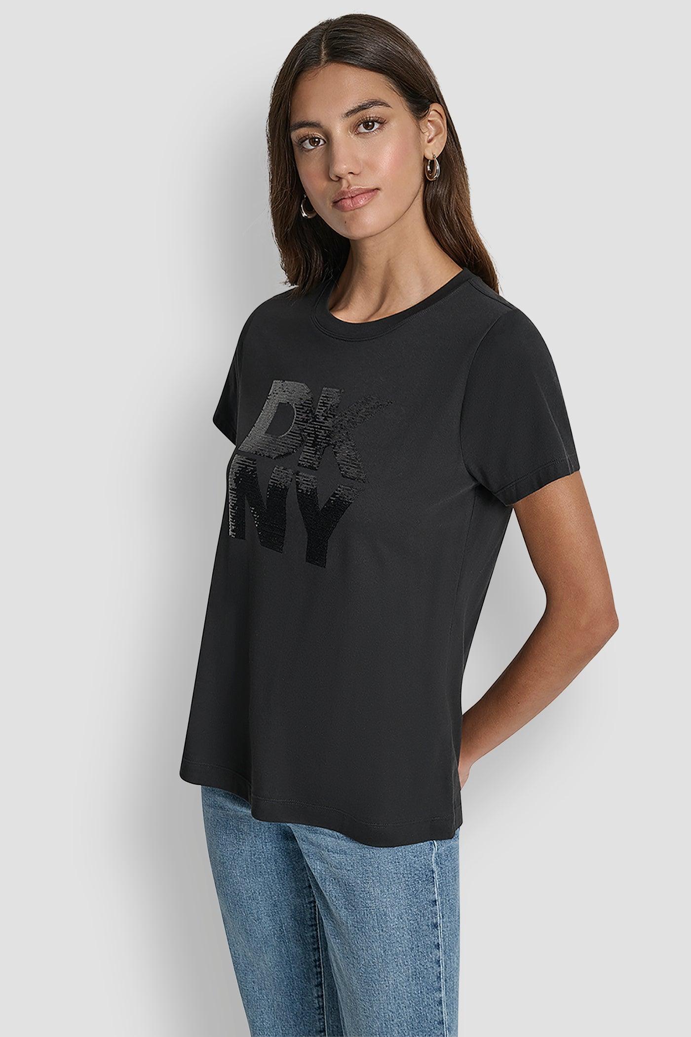DKNY SEQUIN LOGO CREW NECK TEE Product Image