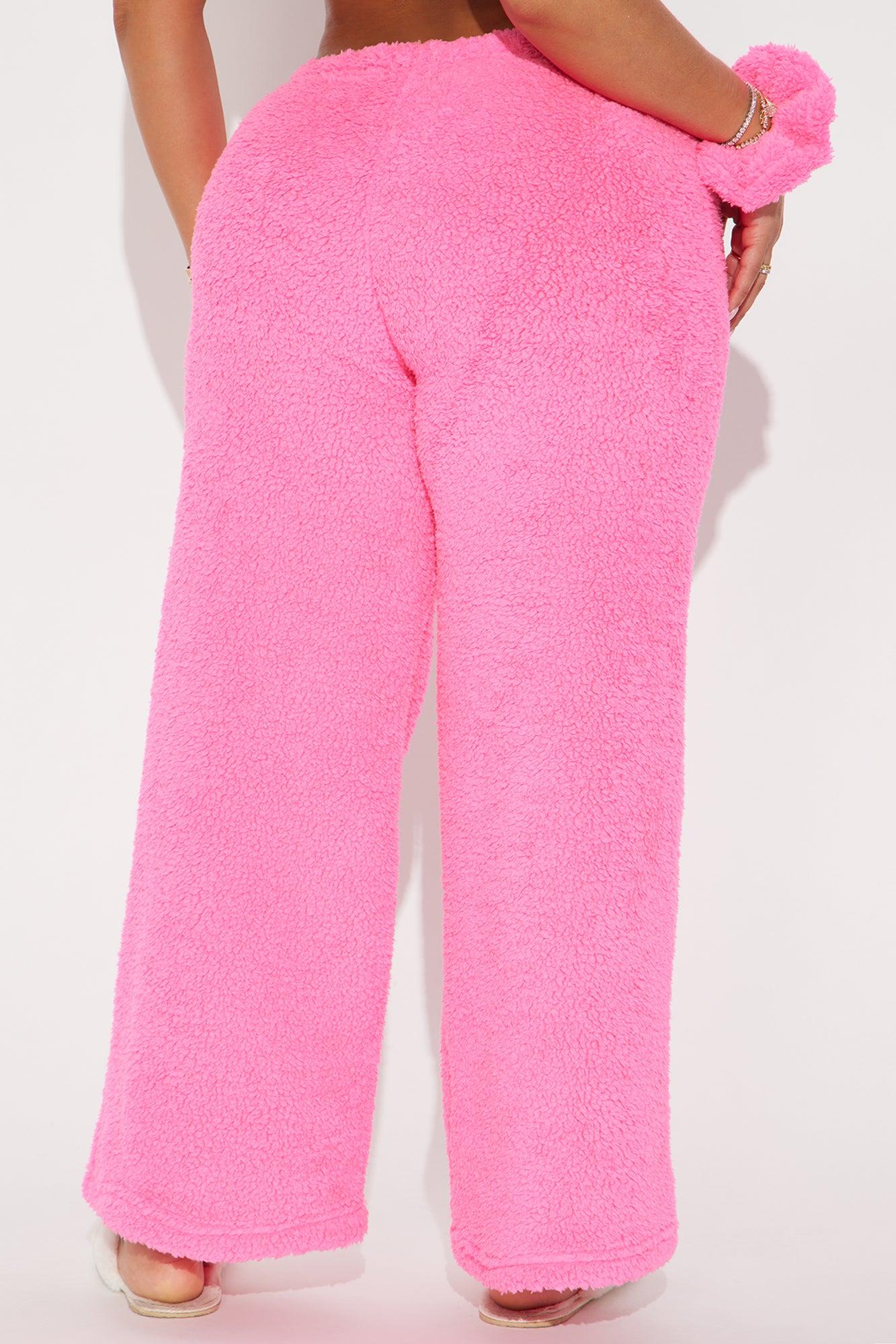 Snuggle Vibes Sherpa PJ Pants - Hot Pink Product Image