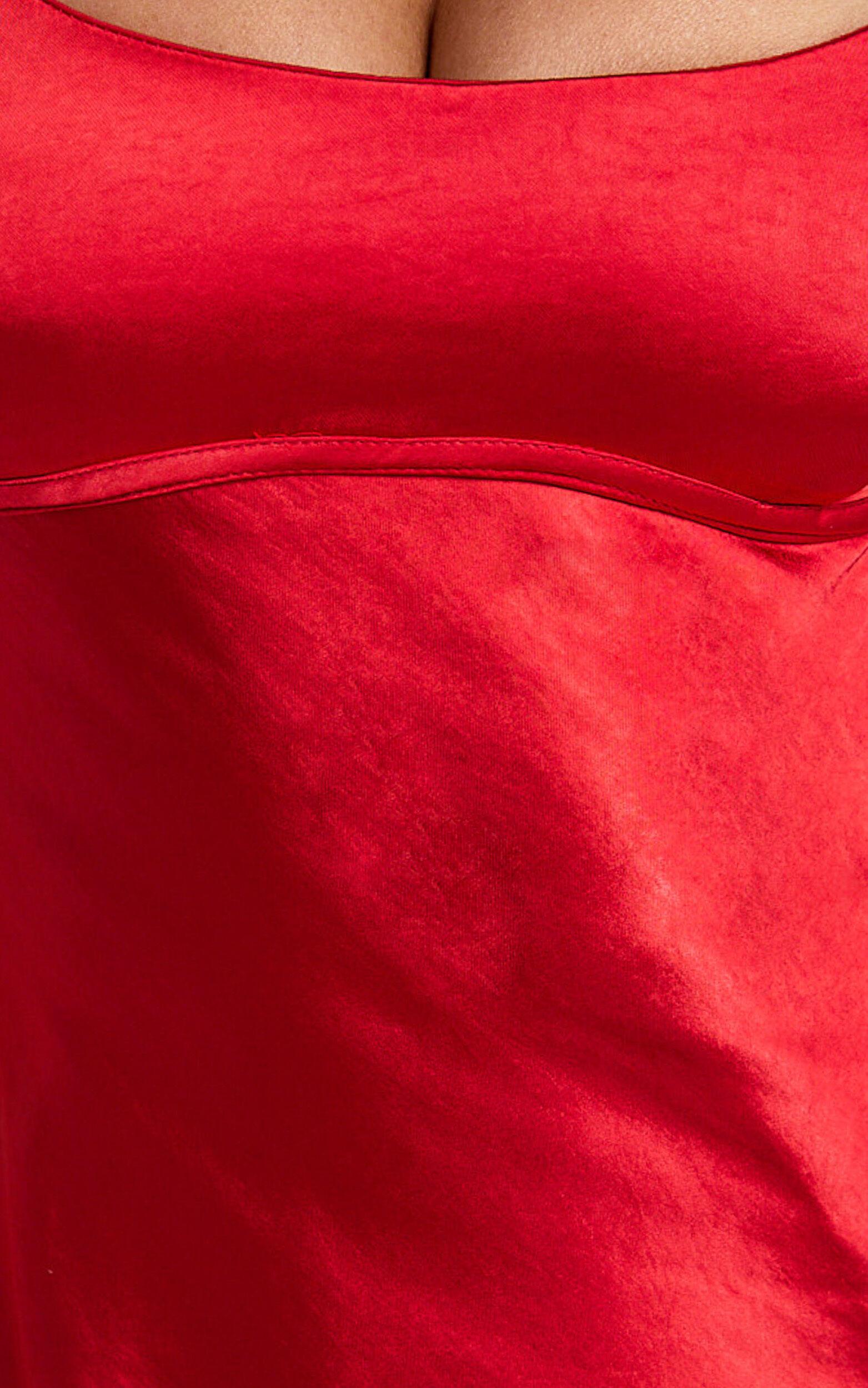 Mikaila Mini Dress - Cut Out Back Satin Slip Dress in Red Product Image