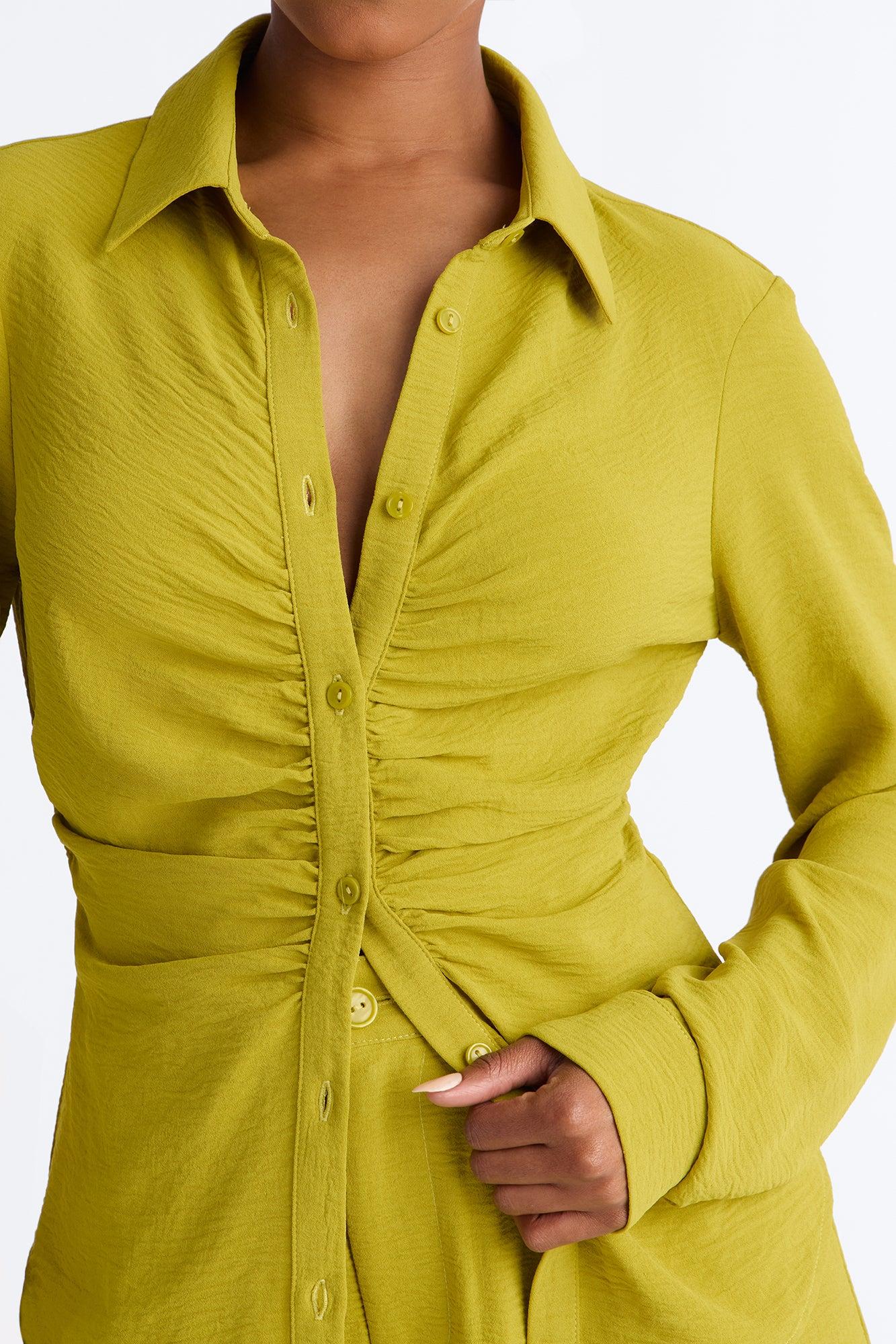 Makenzie Ruched Pant Set - Chartreuse Female Product Image
