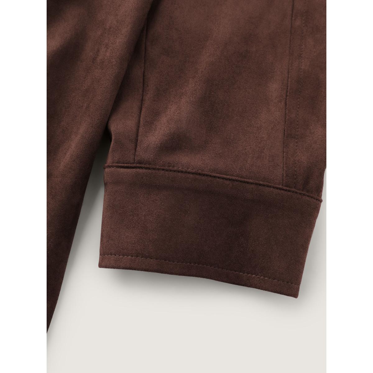 Plus Size Suede Velvet Cinched-Waist Lined Jacket Women Browncoffeecolor Belt Vacation Jackets BloomChic 22-24/3X Product Image