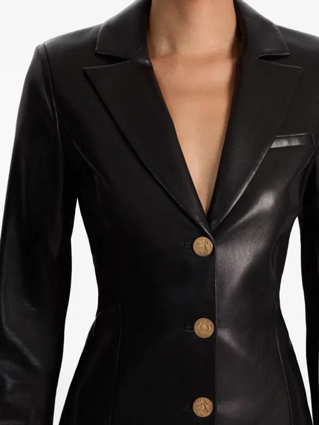 ALICE AND OLIVIA Michelle Fitted Vegan Leather Blazer Dress In Black Product Image
