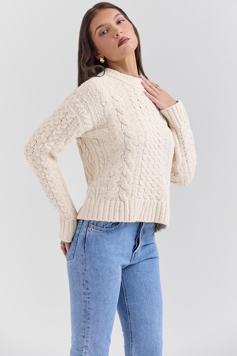 Jasper  cream chunky cable knit sweater - sale Product Image