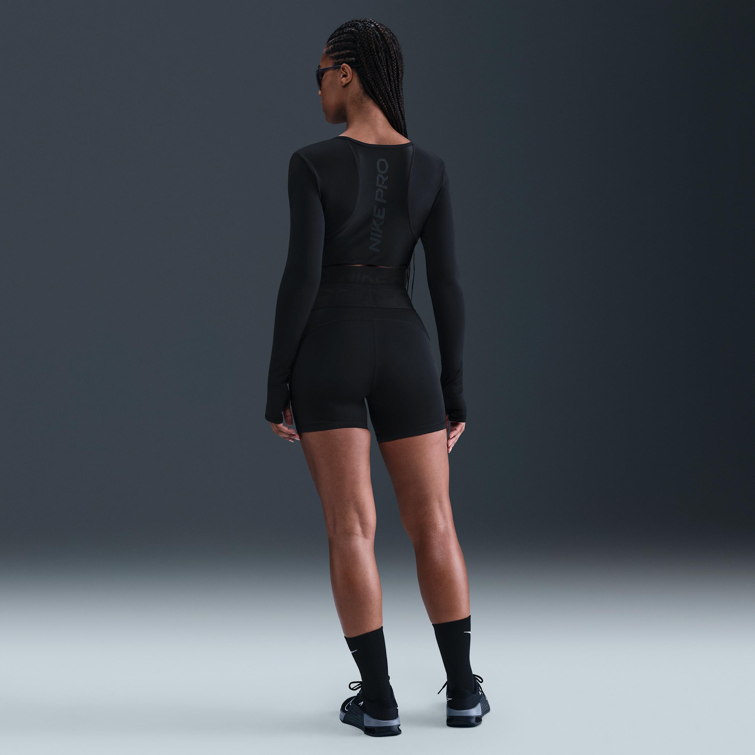 Womens Nike Pro Dri-FIT Cropped Long-Sleeve Top | HV9992-010 Product Image