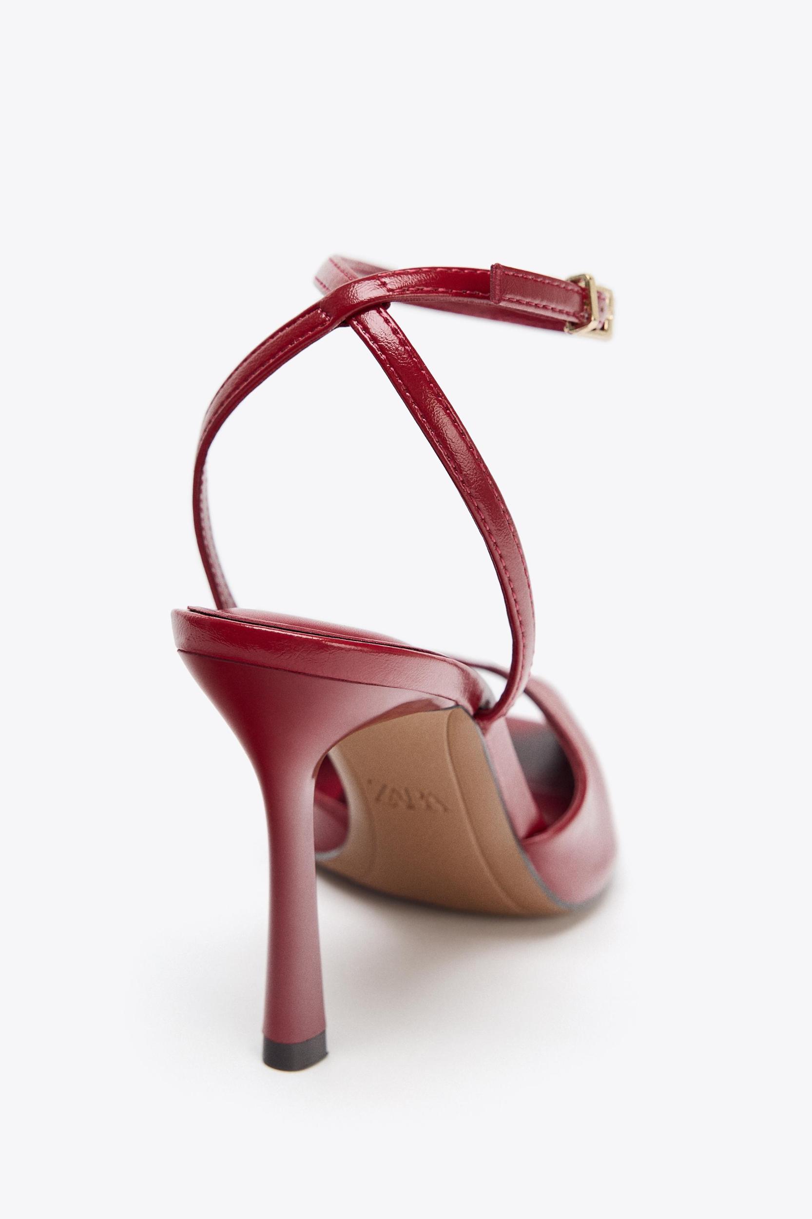 STILETO HEELED ANKLE STRAP SANDALS Product Image