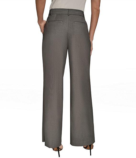 Donna Karan Metallic Pinstripe Flat Front Wide Leg Pants Product Image