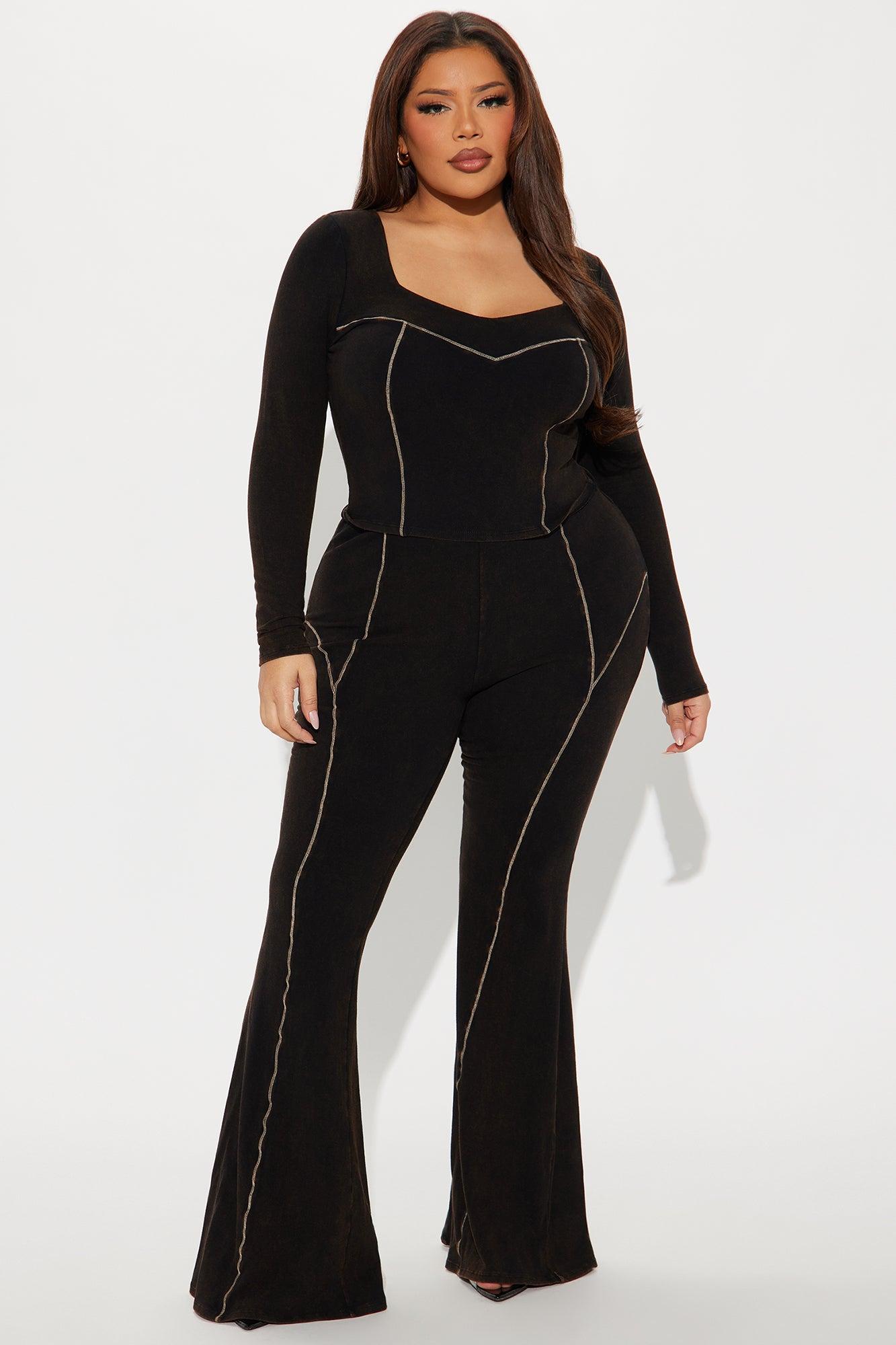 Stay In Your Lane Flare Pant Set - Black Product Image