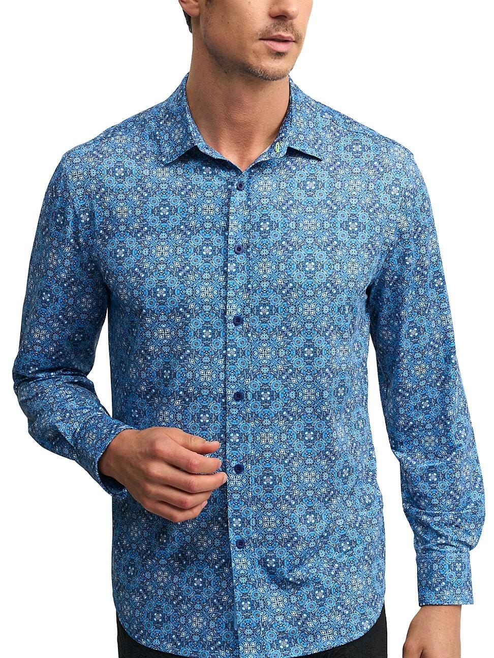 Mens Zante Geometric Print Button-Front Shirt Product Image
