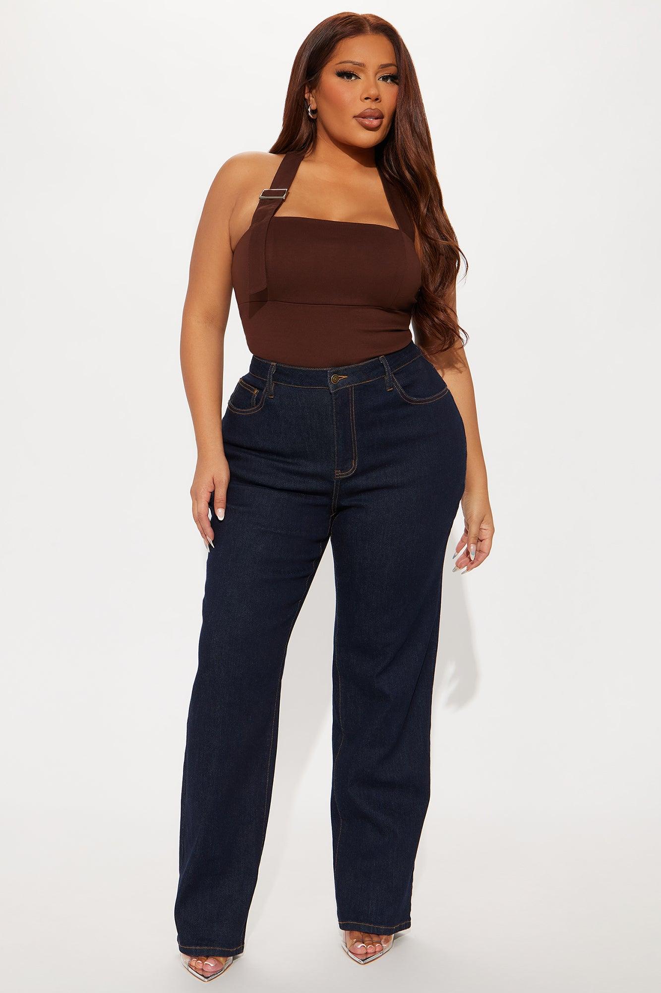 In The Mix Halter Ponte Bodysuit - Brown Female Product Image