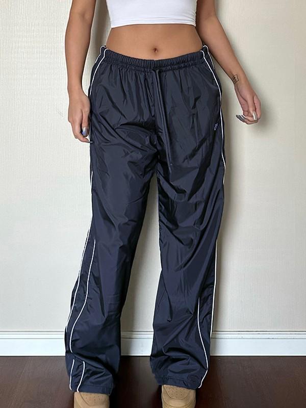 Piping Detail Wide Leg Parachute Pants Product Image