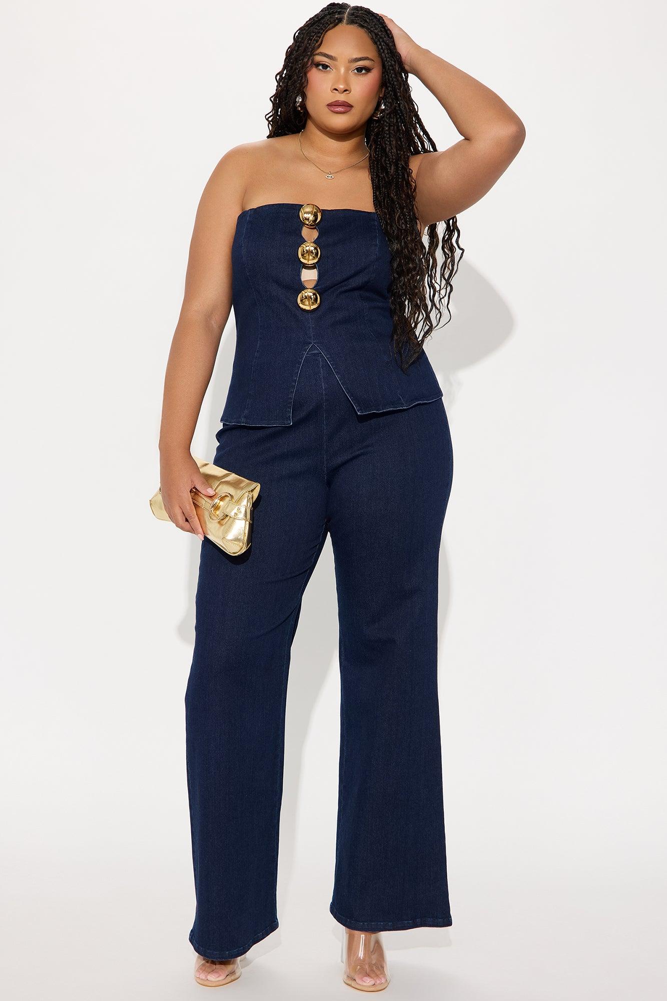 Olivia Denim Pant Set - Dark Wash Product Image