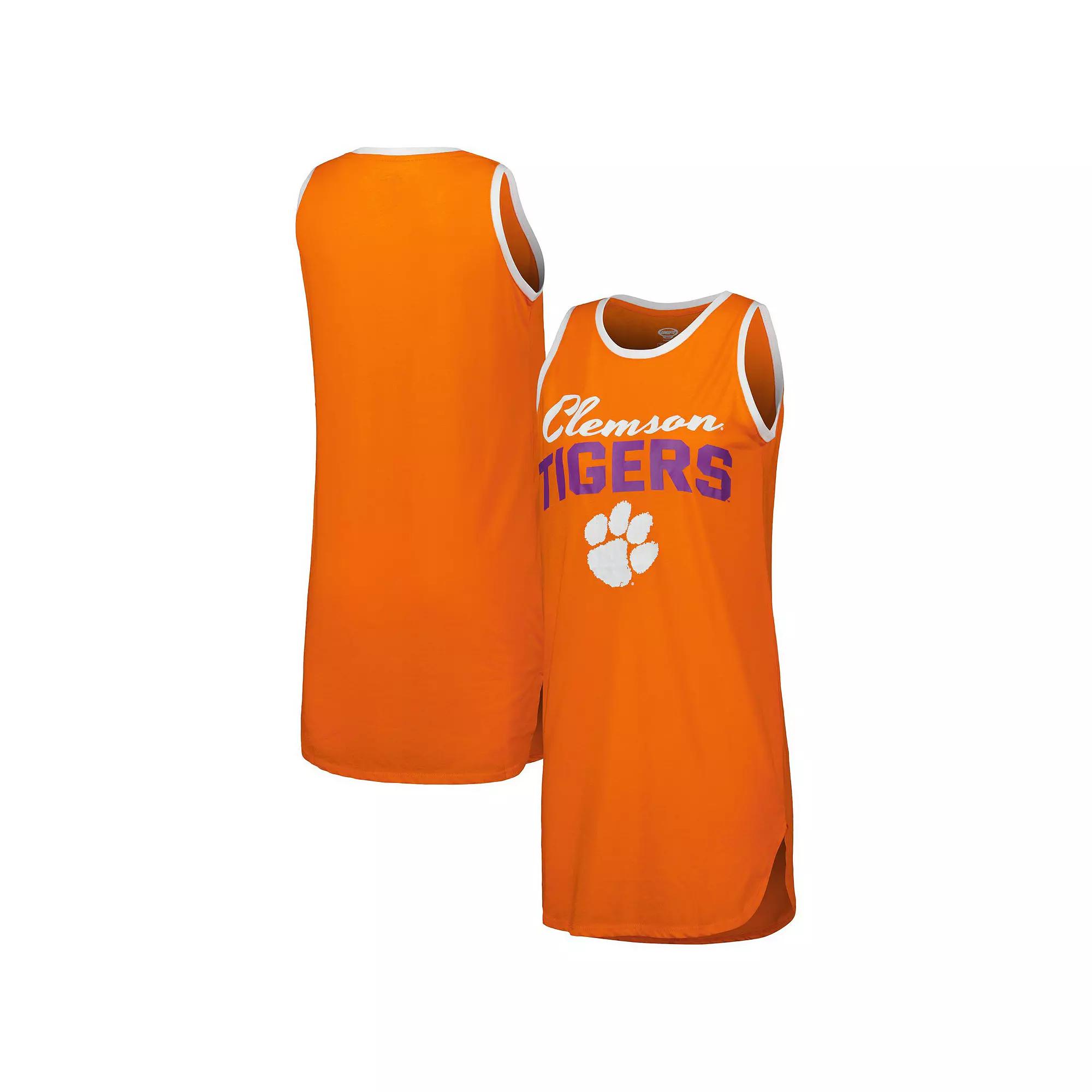 Women's Concepts Sport Orange/White Clemson Tigers Tank Top Nightshirt,  Product Image