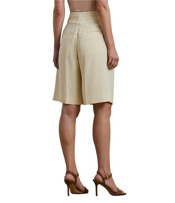 Lauren Ralph Lauren Georgette High Rise Pleated Wide-Leg Bermuda Shorts Product Image