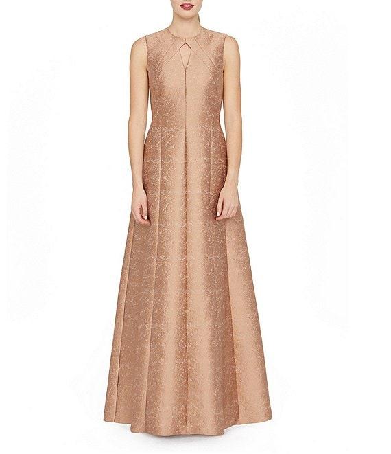 Kay Unger Gabriella Textured Jacquard Keyhole Neckline A-Line Gown Product Image