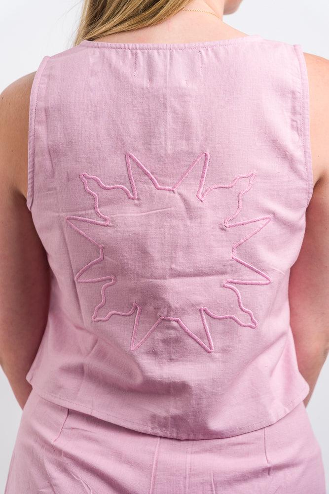 Native Youth Prita Linen Blend Cargo Short & Waistcoat - Purple Product Image