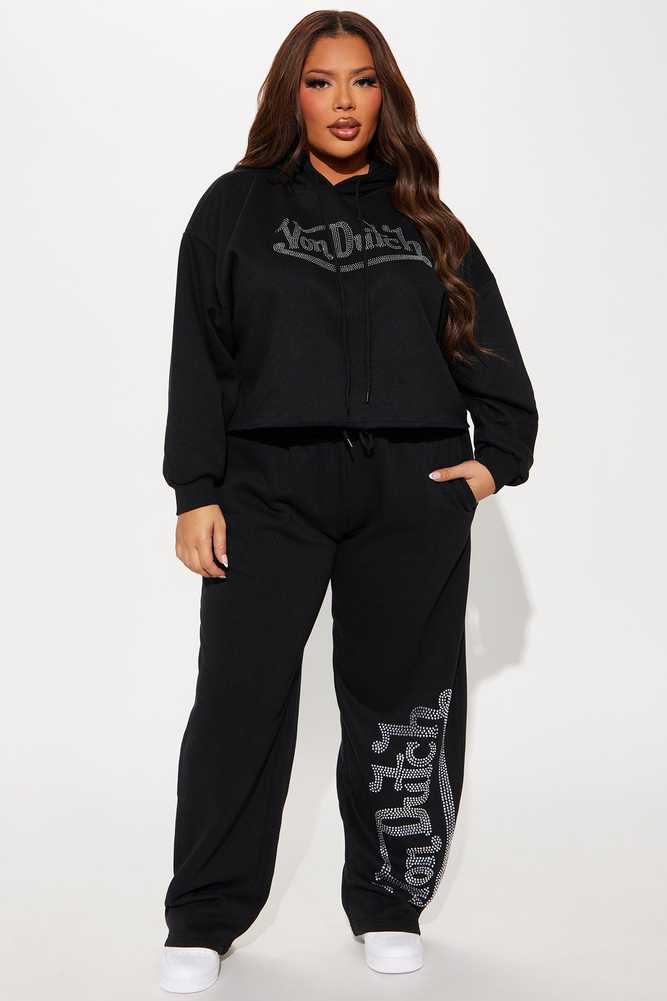 Von Dutch Rhinestone Wide Leg Pant - Black Product Image