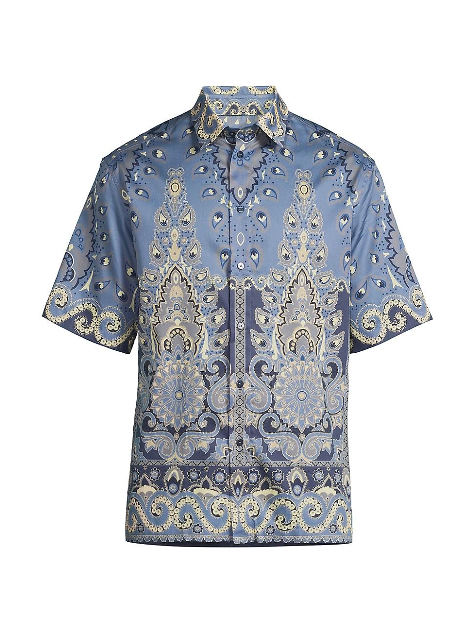 Mens Paisley Cotton Camp Shirt Product Image