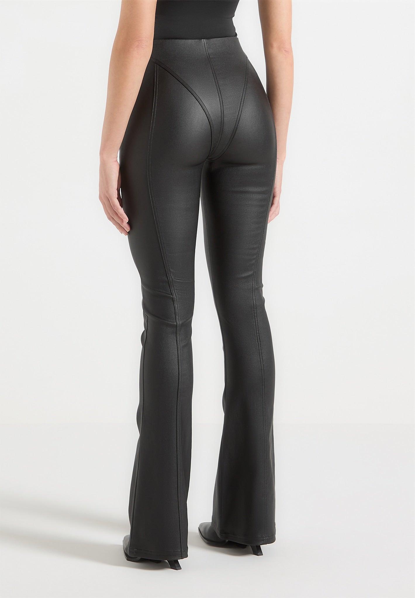 Wax Effect Fit and Flare Leggings - Black Female Product Image