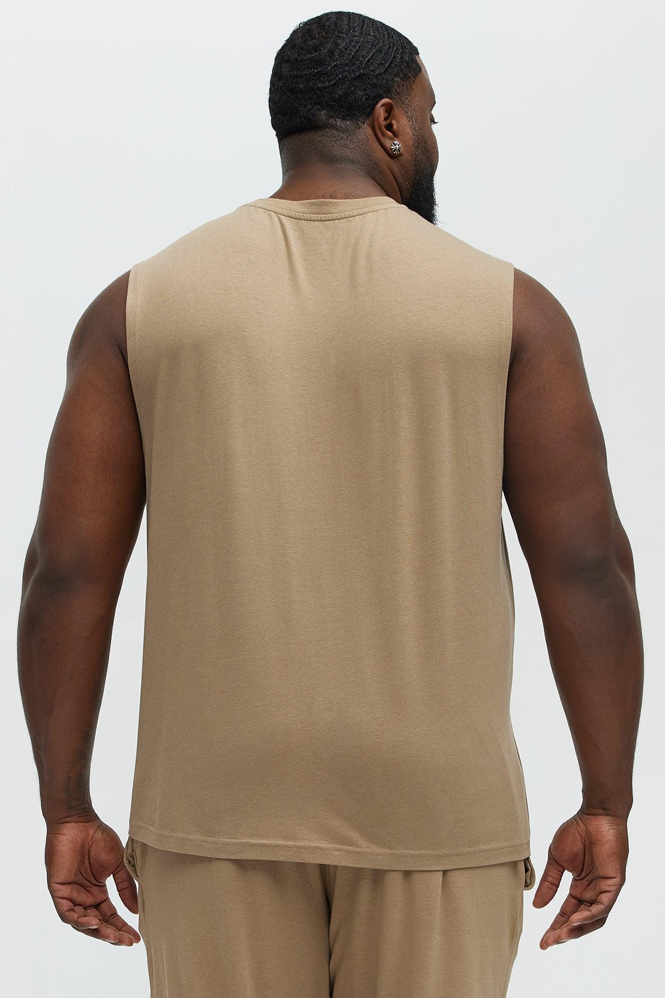 Essential Modal Lounge Sleeveless Muscle Tee - Taupe Product Image