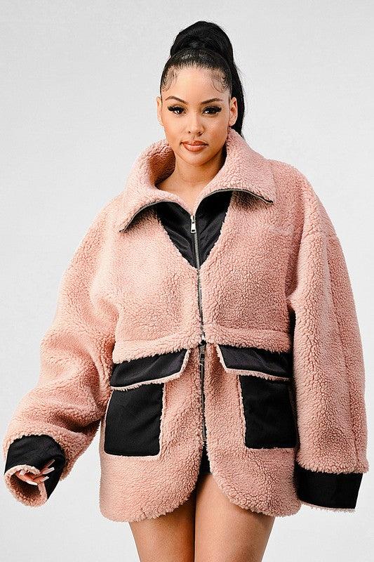 ATHINA OVERSIZED SHERPA WITH CONTRAST JACKET Product Image