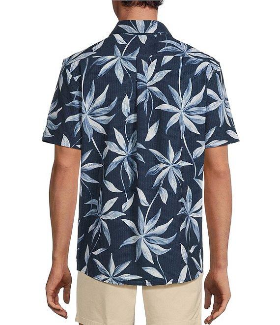 Rowm Performance Rec + Relax Short Sleeve Large Leaf Print Textured Shirt Product Image