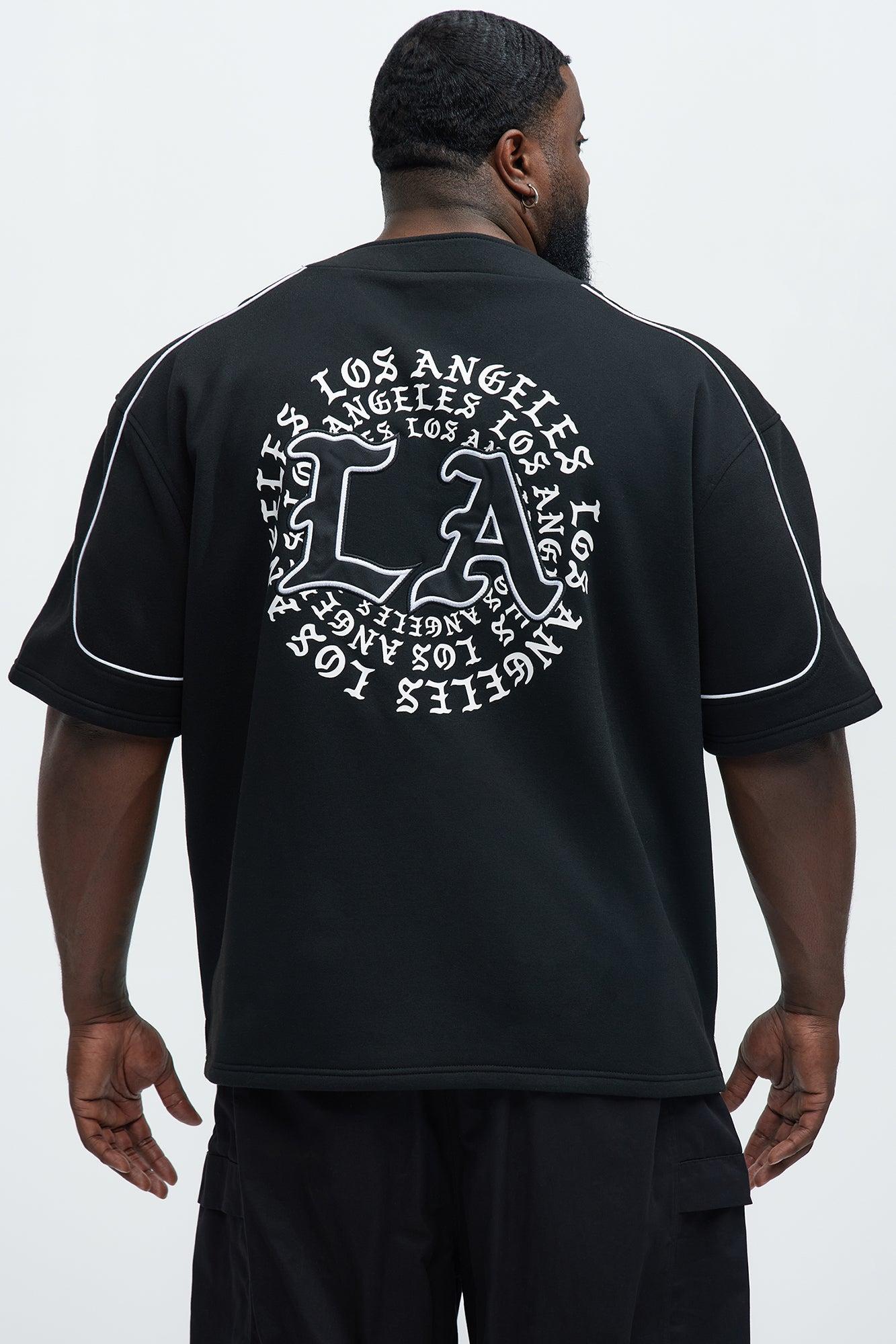 LA California Short Sleeve Henley - Black Product Image