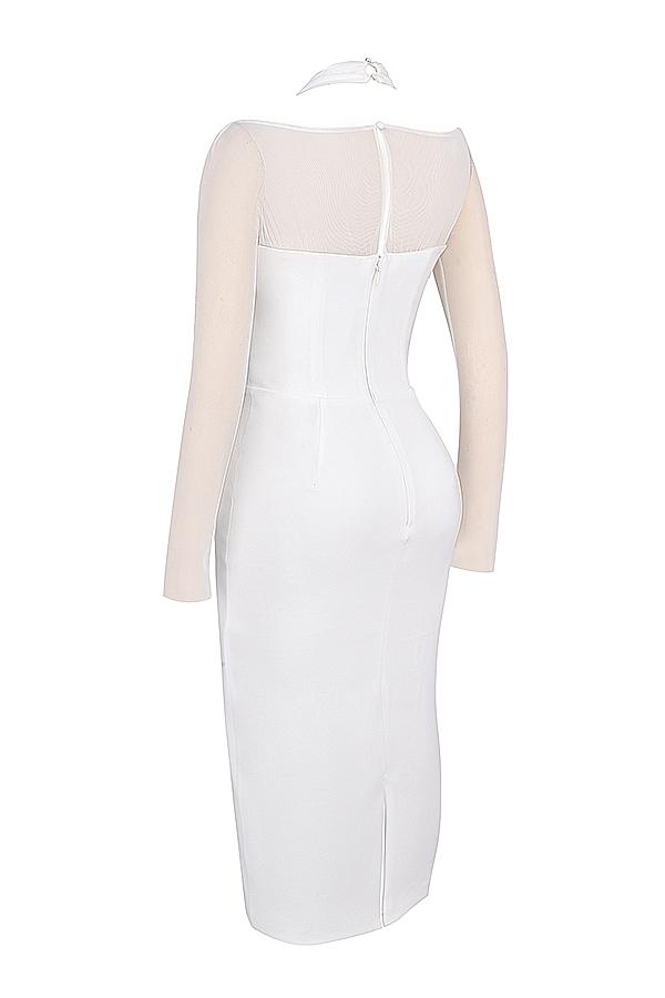 Yasmin  white plunge midi dress - sale Product Image