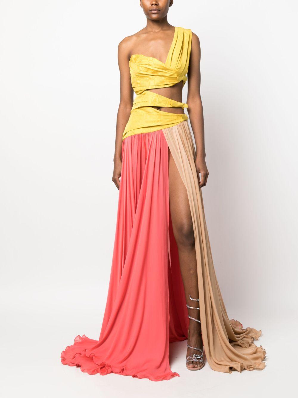 colour-block draped silk gown Product Image