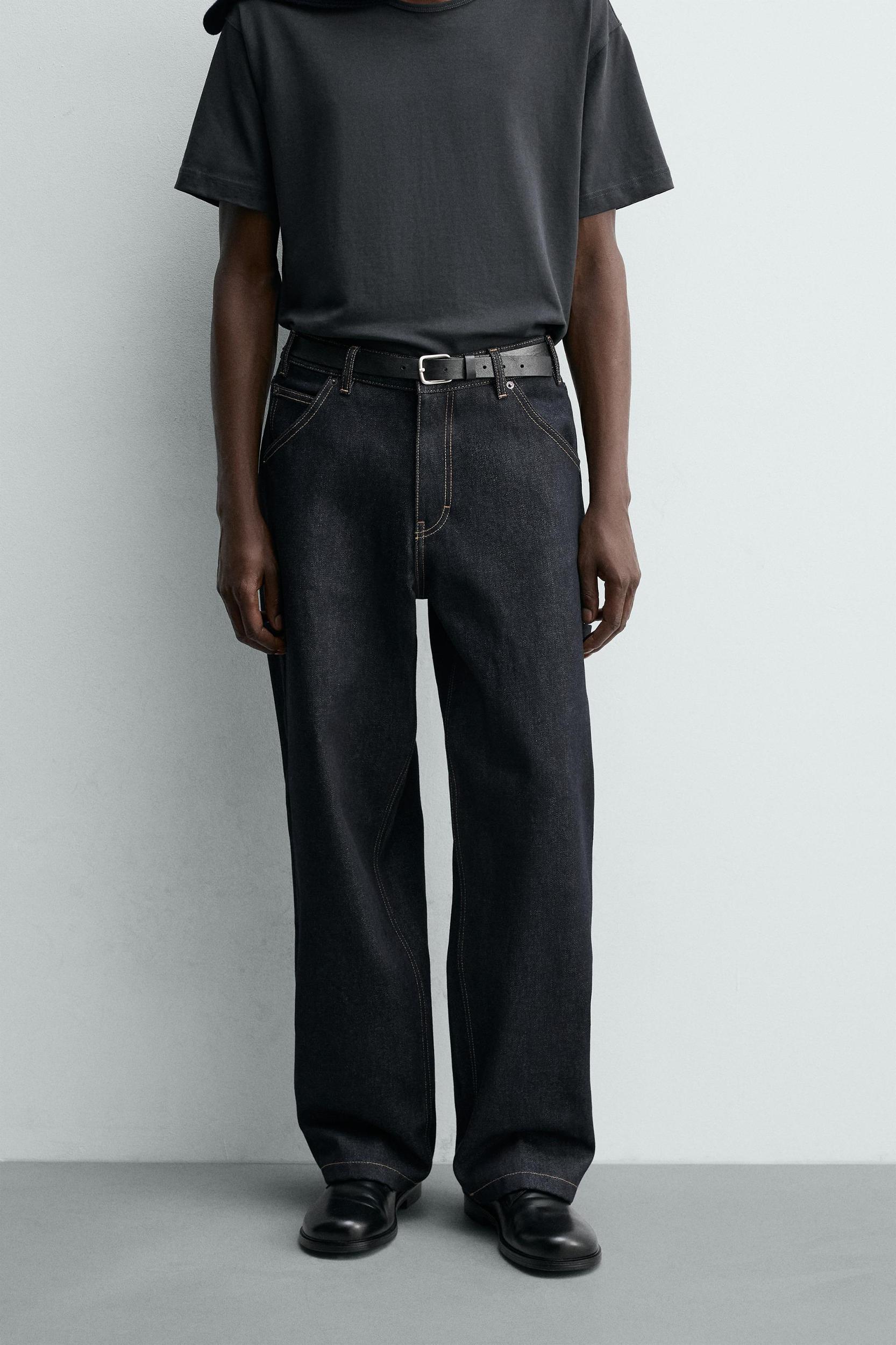 BAGGY FIT CARPENTER JEANS WITH TOPSTITCHING Product Image