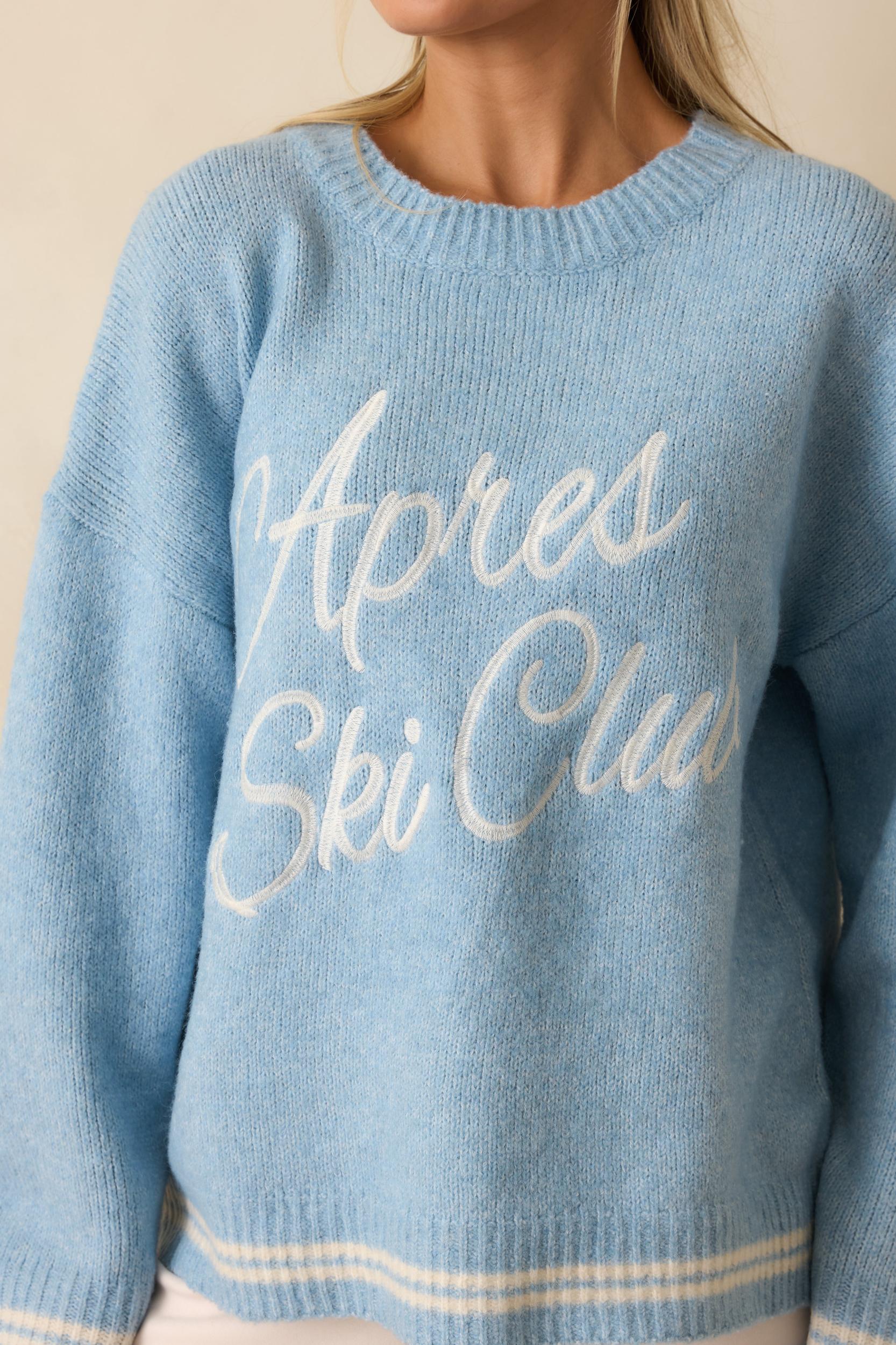 Eat Après Love Powder Blue Knit Embroidered Sweater L / Blue Product Image