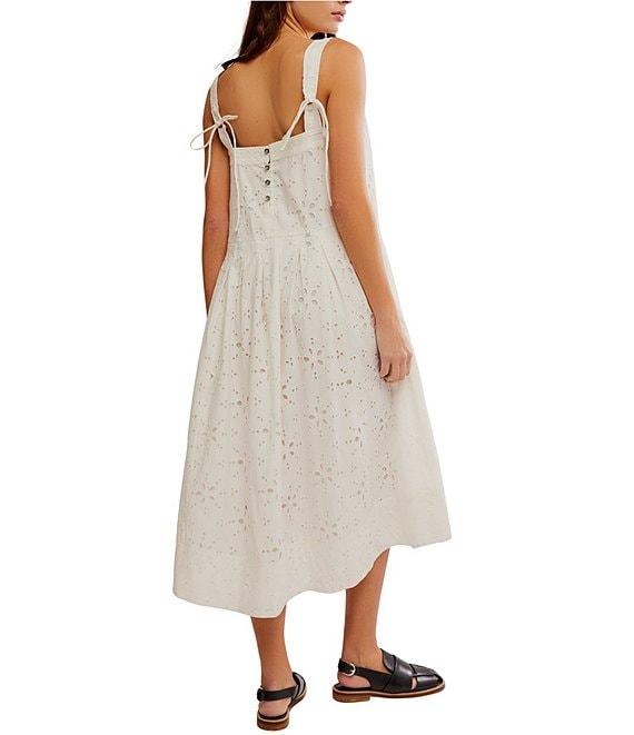 Free People Primavera Eyelet Square Neck Sleeveless Midi Dress Product Image