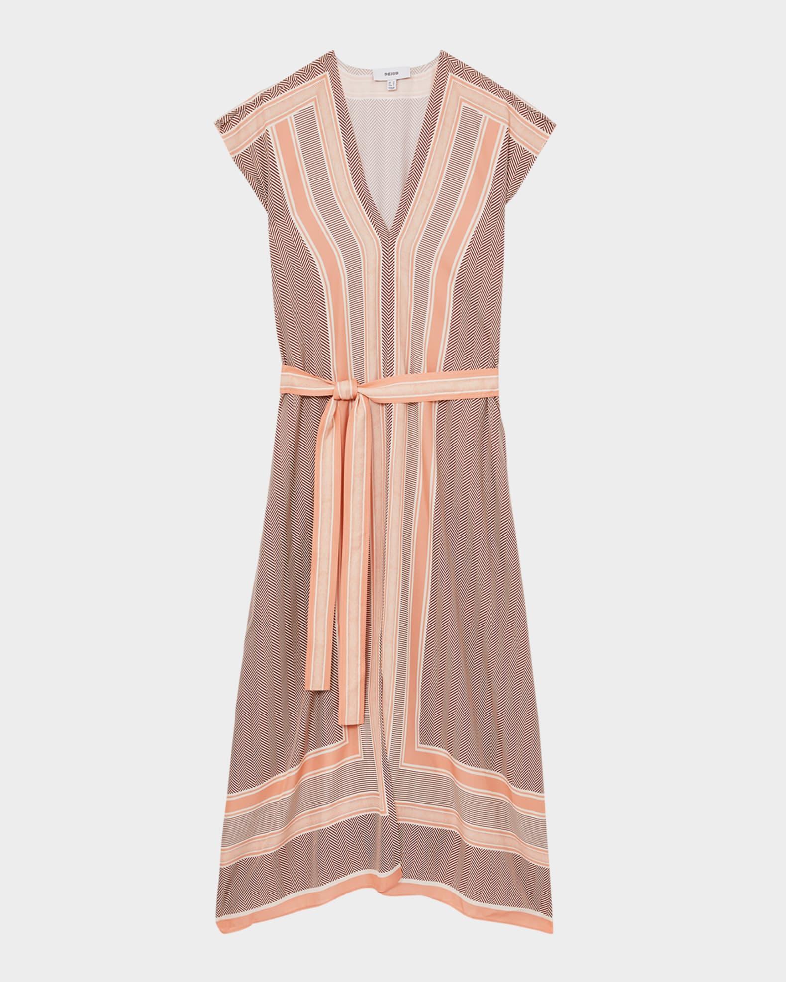 Gina Mixed-Stripe Viscose Twill Midi Dress Product Image
