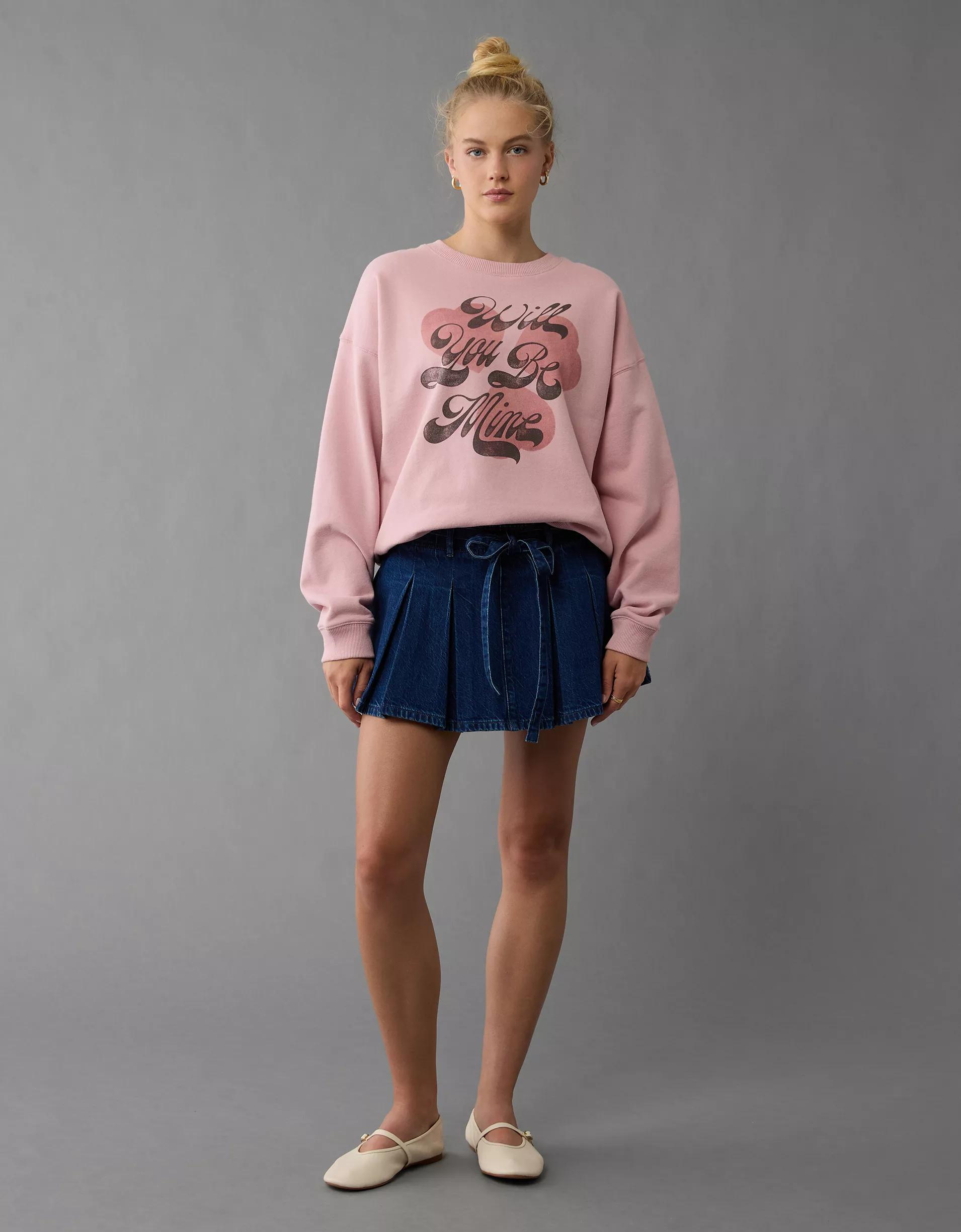 AE Valentine's Day Graphic Relaxed Crew Neck Sweatshirt Product Image