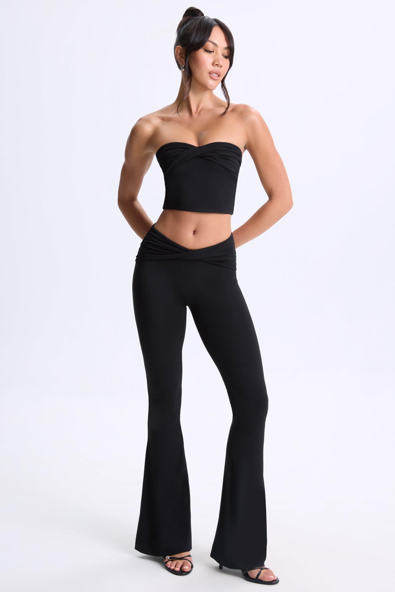 Tall Twist-Front Flared Trousers in Black Product Image
