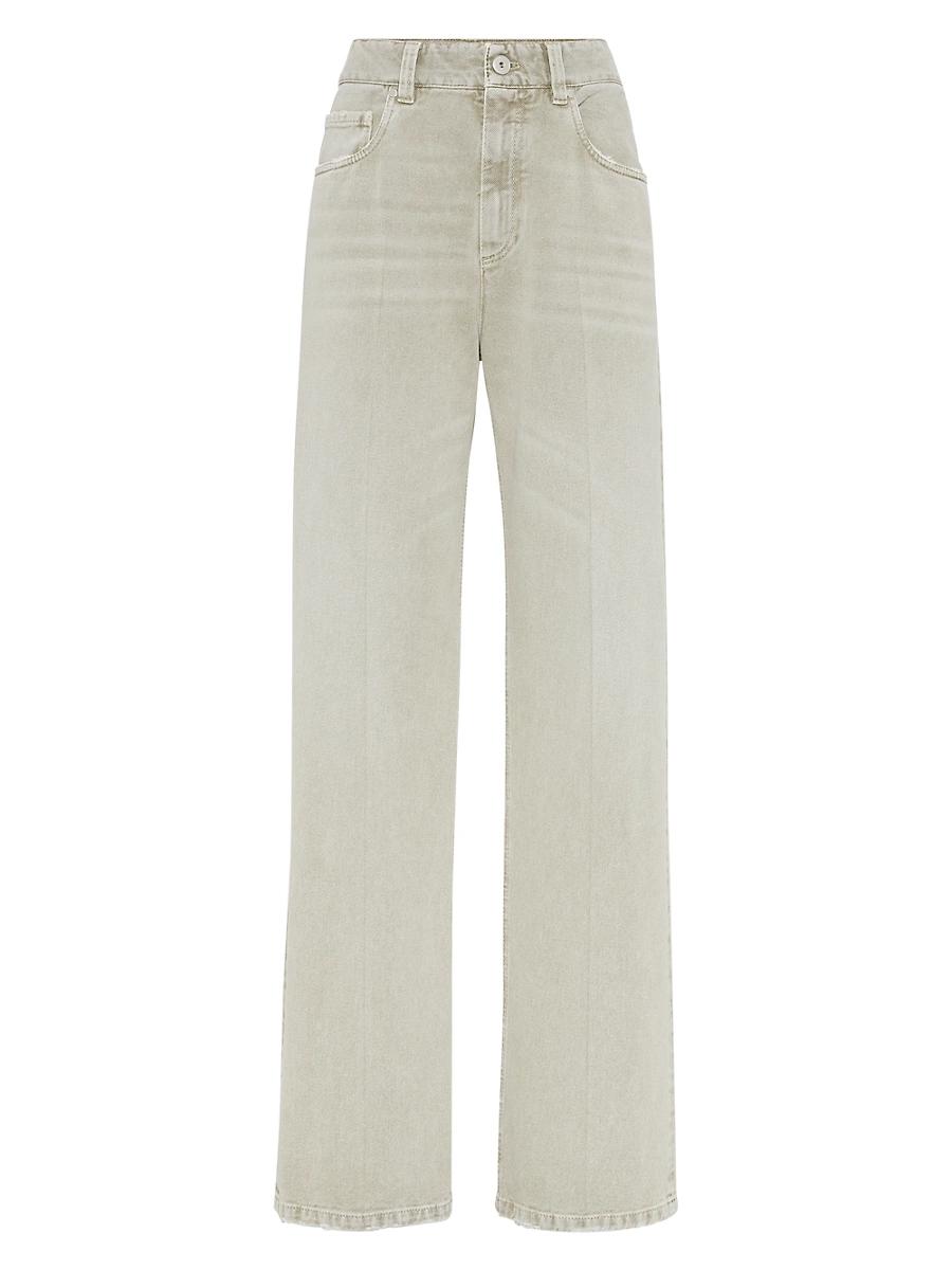 Womens Dyed Denim Contemporary Loose Trousers Product Image