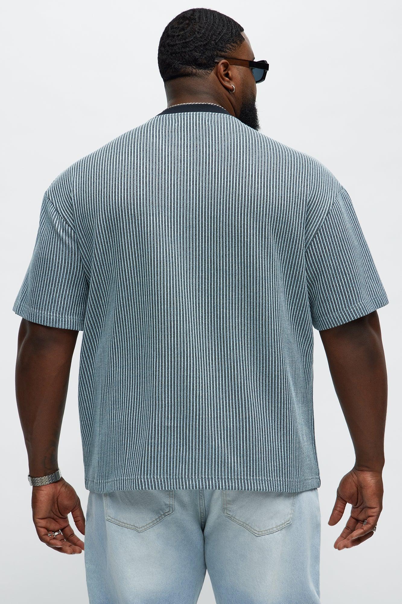 Relaxed Success Magnet Knitted Crewneck Tee - Blue/combo Product Image