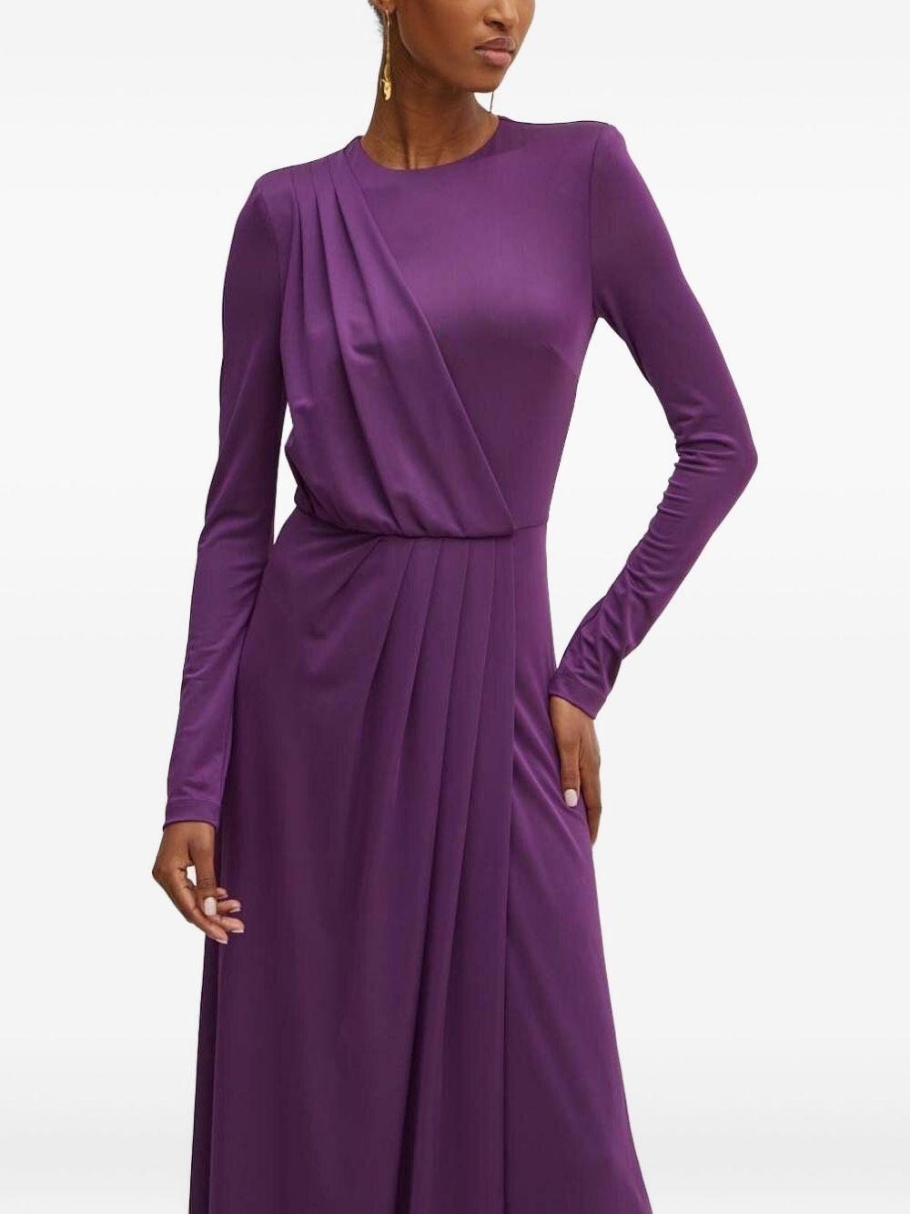 draped long-sleeve dress Product Image