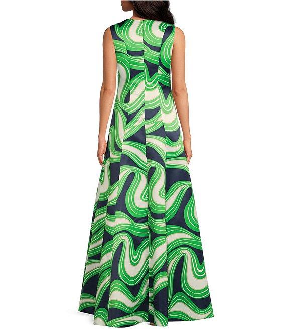 Trina Turk Guinevere Printed Satin Round Neck Sleeveless Dress Product Image